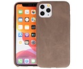 Leder Design Back Cover voor iPhone 11 Pro Donker Bruin