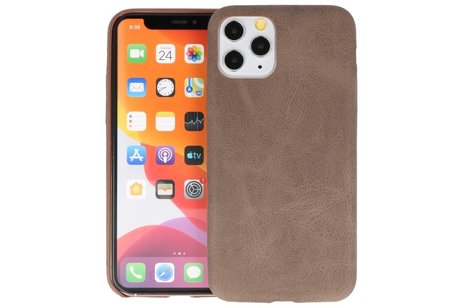 Leder Design Back Cover voor iPhone 11 Pro Donker Bruin