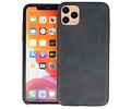 Leder Design Back Cover voor iPhone 11 Pro Max Zwart