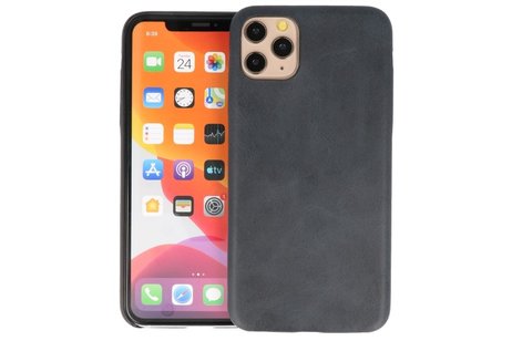 Leder Design Back Cover voor iPhone 11 Pro Max Zwart