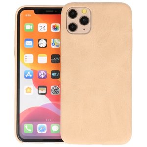 Leder Design Back Cover voor iPhone 11 Pro Max Beige