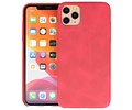 Leder Design Back Cover voor iPhone 11 Pro Max Rood