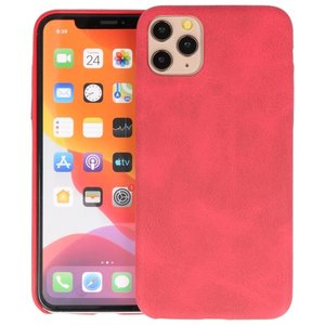 Leder Design Back Cover voor iPhone 11 Pro Max Rood