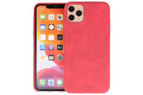 BAOHU Leder Design Back Cover Geschikt voor iPhone 11 Pro Max Rood