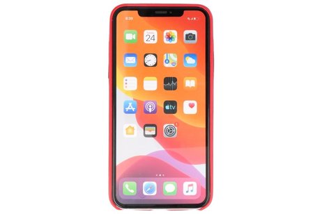 Leder Design Back Cover voor iPhone 11 Pro Max Rood