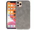 Leder Design Back Cover voor iPhone 11 Pro Max Grijs