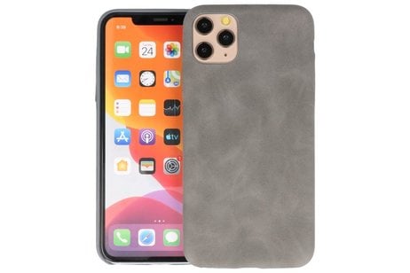 Leder Design Back Cover voor iPhone 11 Pro Max Grijs