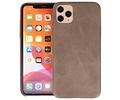 BAOHU Leder Design Back Cover Geschikt voor iPhone 11 Pro Max Donker Bruin