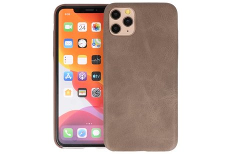 Leder Design Back Cover voor iPhone 11 Pro Max Donker Bruin