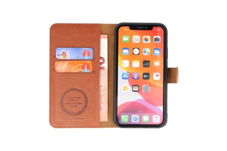 KAIYUE - Luxe Portemonnee Hoesje - Pasjeshouder Telefoonhoesje - Wallet Case - Geschikt voor iPhone 11 Pro Bruin