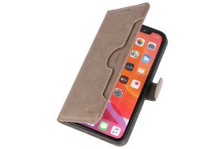 KAIYUE - Luxe Portemonnee Hoesje - Pasjeshouder Telefoonhoesje - Wallet Case - Geschikt voor iPhone 11 Pro Grijs