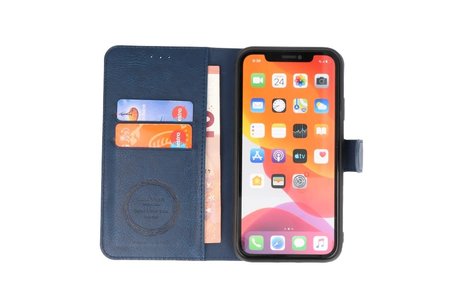 KAIYUE - Luxe Portemonnee Hoesje - Pasjeshouder Telefoonhoesje - Wallet Case - Geschikt voor iPhone 11 Pro Max Navy