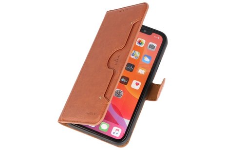 KAIYUE - Luxe Portemonnee Hoesje - Pasjeshouder Telefoonhoesje - Wallet Case - Geschikt voor iPhone 11 Pro Max Bruin