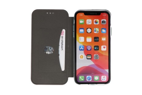 Slim Folio Case - Book Case Telefoonhoesje - Folio Flip Hoesje - Geschikt voor iPhone 11 Pro Max - Grijs