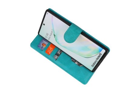 Hoesje Geschikt voor de Samsung Galaxy Note 10 - Kaarthouder Book Case Telefoonhoesje - Groen