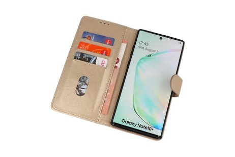 Samsung Galaxy Note 10 Plus Hoesje Kaarthouder Book Case Telefoonhoesje Goud