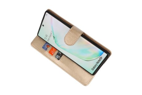 Samsung Galaxy Note 10 Plus Hoesje Kaarthouder Book Case Telefoonhoesje Goud