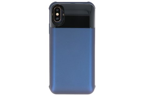Battery Power Bank + Back Case voor iPhone Xs Max Blauw