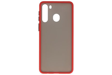 BAOHU Hoesje Geschikt voor de Samsung Galaxy A21 - Hard Case Backcover Telefoonhoesje - Rood