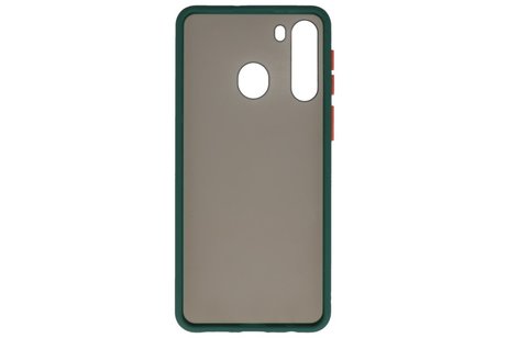 BAOHU Hoesje Geschikt voor de Samsung Galaxy A21 - Hard Case Backcover Telefoonhoesje - Donker Groen