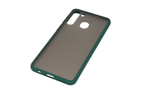 BAOHU Hoesje Geschikt voor de Samsung Galaxy A21 - Hard Case Backcover Telefoonhoesje - Donker Groen