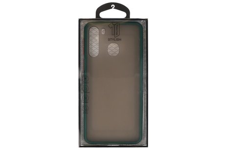 BAOHU Hoesje Geschikt voor de Samsung Galaxy A21 - Hard Case Backcover Telefoonhoesje - Donker Groen