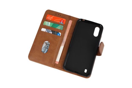 BAOHU Hoesje Geschikt voor Samsung Galaxy A01 - Kaarthouder Book Case Telefoonhoesje - Bruin