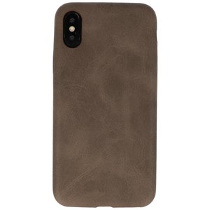 Leder Design Backcover voor iPhone X / Xs Donker Bruin