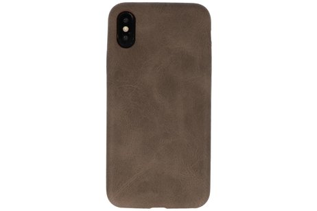 Leder Design Backcover voor iPhone X / Xs Donker Bruin