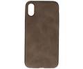 Leder Design Backcover voor iPhone X / Xs Donker Bruin