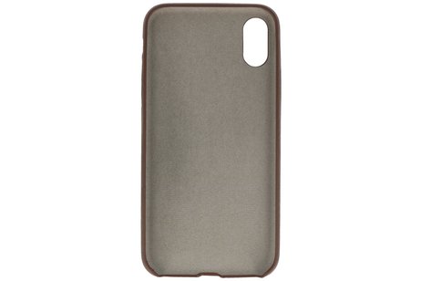 Leder Design Backcover voor iPhone X / Xs Donker Bruin