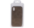 Leder Design Backcover voor iPhone X / Xs Donker Bruin