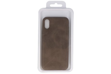 Leder Design Backcover voor iPhone X / Xs Donker Bruin