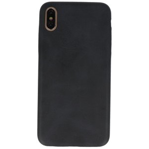 BAOHU Leder Design Backcover Geschikt voor iPhone Xs Max Zwart