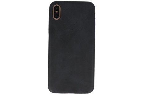 Leder Design Backcover voor iPhone Xs Max Zwart