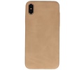 BAOHU Leder Design Backcover Geschikt voor iPhone Xs Max Beige