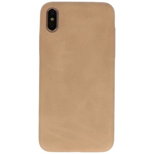 Leder Design Backcover voor iPhone Xs Max Beige