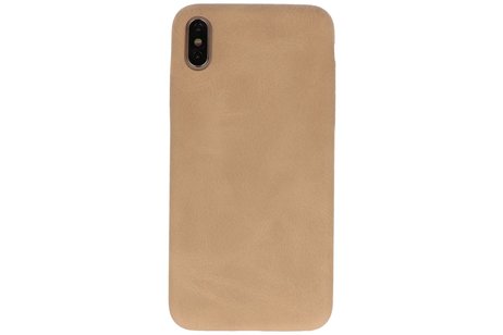 Leder Design Backcover voor iPhone Xs Max Beige