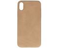 Leder Design Backcover voor iPhone Xs Max Beige