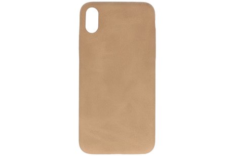 BAOHU Leder Design Backcover Geschikt voor iPhone Xs Max Beige