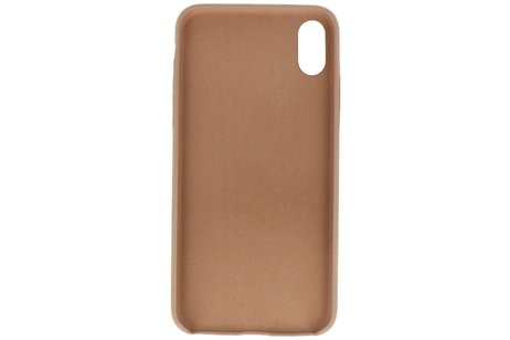 Leder Design Backcover voor iPhone Xs Max Beige