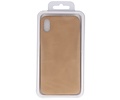 Leder Design Backcover voor iPhone Xs Max Beige