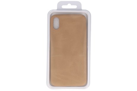 BAOHU Leder Design Backcover Geschikt voor iPhone Xs Max Beige