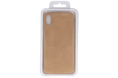 Leder Design Backcover voor iPhone Xs Max Beige