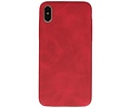 Leder Design Backcover voor iPhone Xs Max Rood