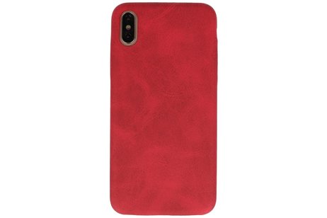 Leder Design Backcover voor iPhone Xs Max Rood