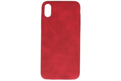 Leder Design Backcover voor iPhone Xs Max Rood