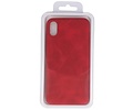 Leder Design Backcover voor iPhone Xs Max Rood