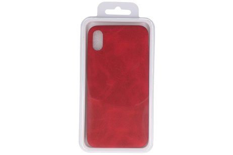 Leder Design Backcover voor iPhone Xs Max Rood