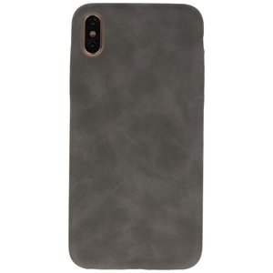 BAOHU Leder Design Backcover Geschikt voor iPhone Xs Max Grijs